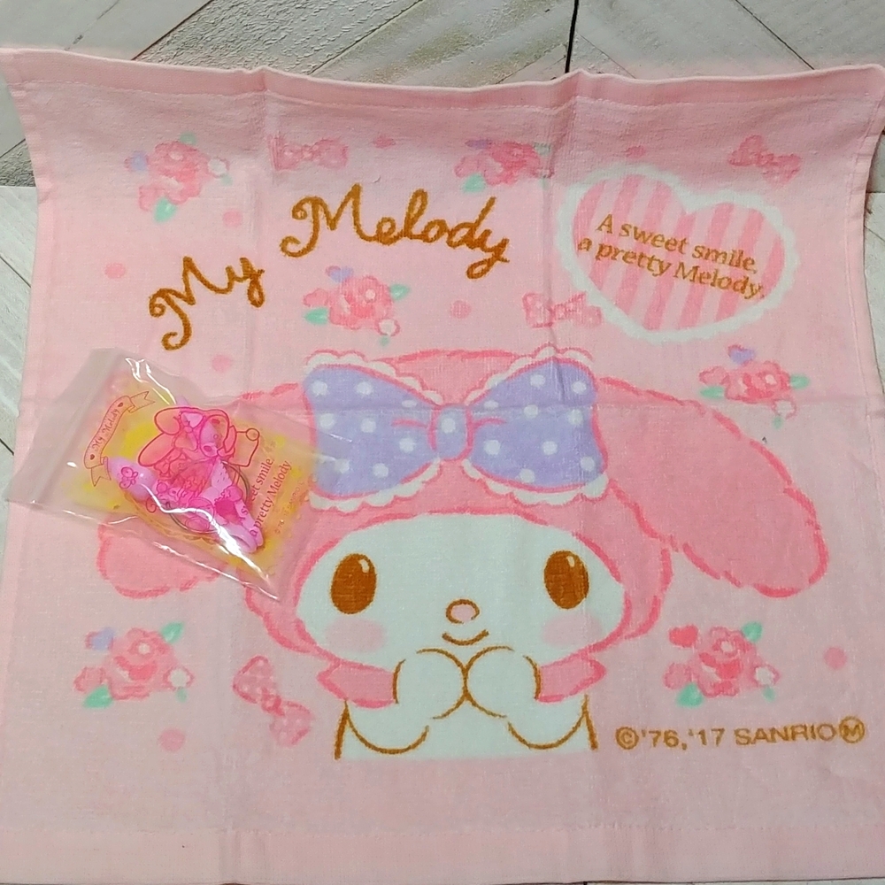 NEW Sanrio My Melody Small Hand Towel with Towel Clip